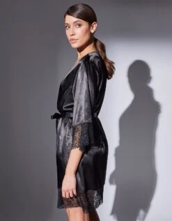 Peignoir Court Satin Et Dentelle -Célèbre Lingerie Magasin 706196 C01 zoomx vue6