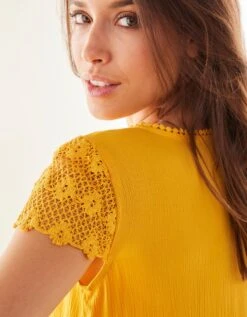 Chemise De Nuit Crépon De Viscose Et Macramé -Célèbre Lingerie Magasin 706198 C01 zoomx vue3