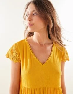 Chemise De Nuit Crépon De Viscose Et Macramé -Célèbre Lingerie Magasin 706198 C01 zoomx vue4