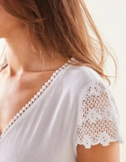 Chemise De Nuit Crépon De Viscose Et Macramé -Célèbre Lingerie Magasin 706198 C02 zoomx vue4