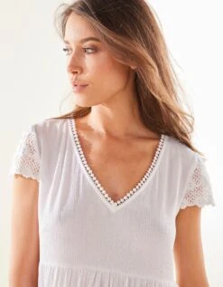Chemise De Nuit Crépon De Viscose Et Macramé -Célèbre Lingerie Magasin 706198 C02 zoomx vue5