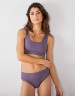 Culotte Forme Midi Maille Côtelée Et Dentelle - Lot De 2 -Célèbre Lingerie Magasin 707841 C00 zoomx vue5