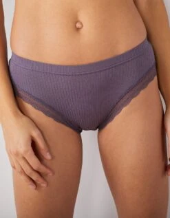 Culotte Forme Midi Maille Côtelée Et Dentelle - Lot De 2 -Célèbre Lingerie Magasin 707841 C00 zoomx vue6