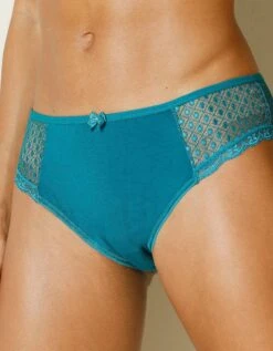 Culotte Midi Dentelle Coton Uni Et Imprimé Feuillage Tropea - Lot De 4 -Célèbre Lingerie Magasin 707880 C01 zoomx vue5