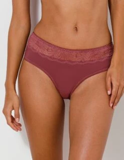 Culotte Forme Midi Microfibre Et Dentelle Stretch Taripa - Lot De 2